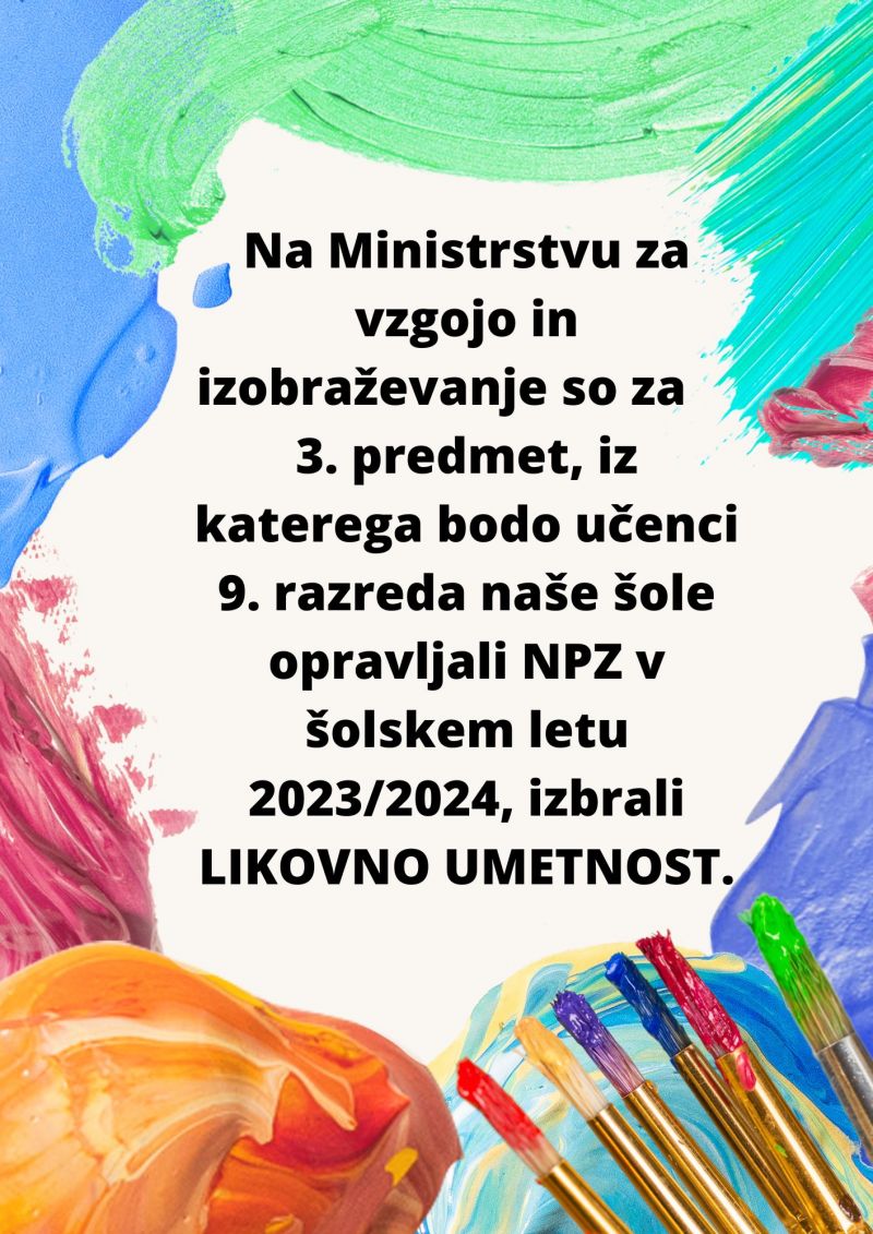 3. predmet za NPZ v 9. r.