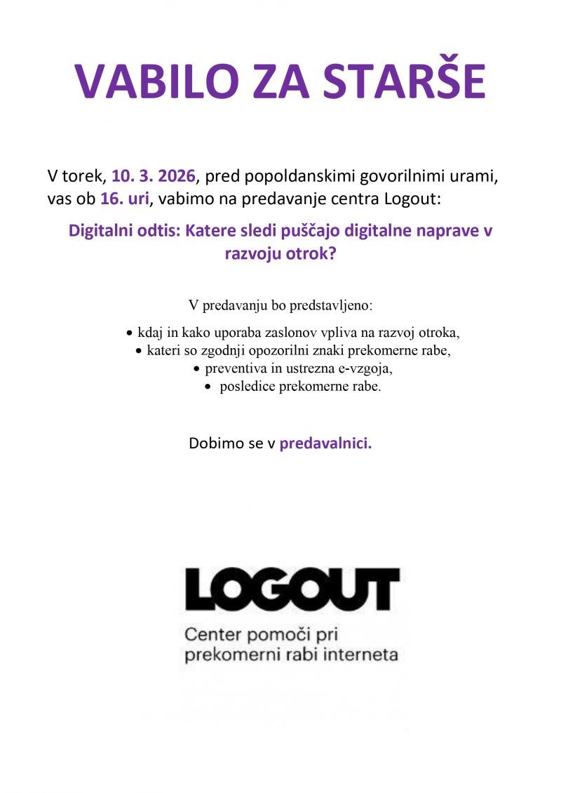 Predavanje za starše - Logout