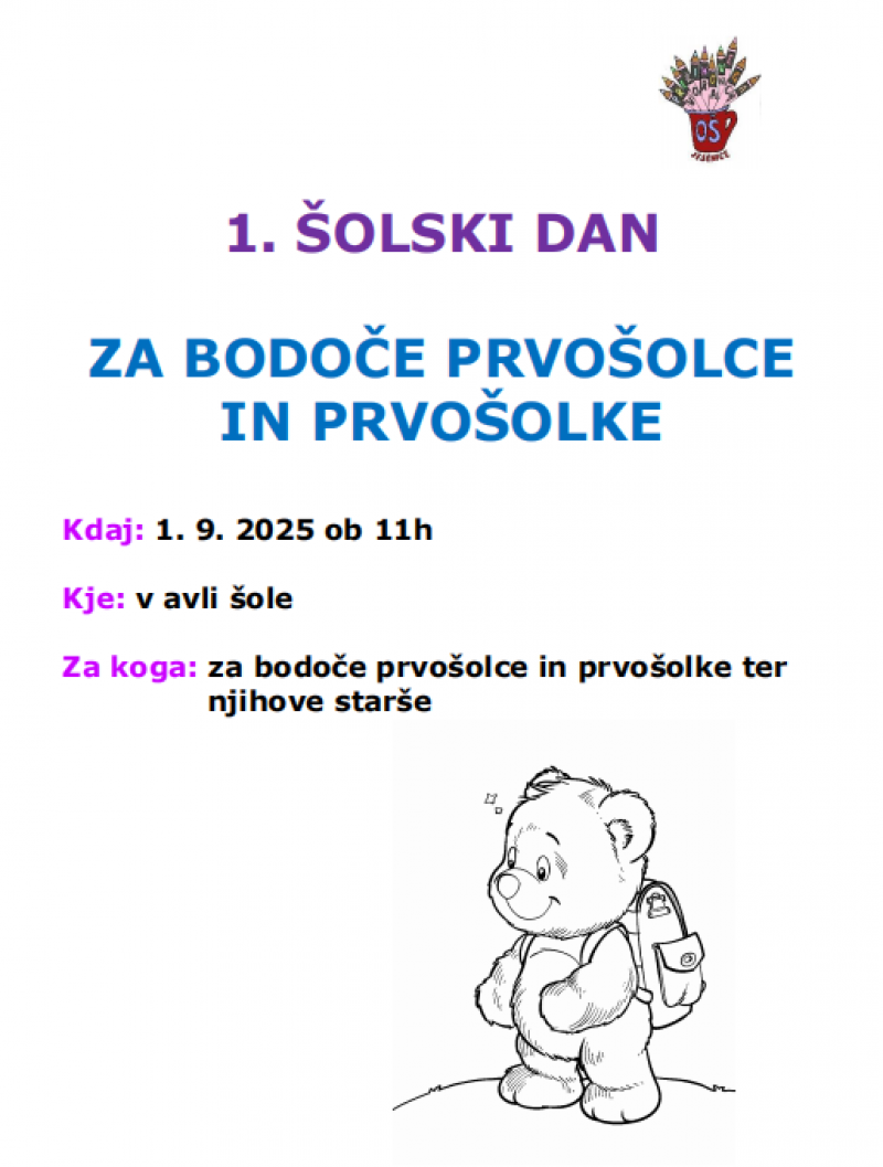 Prvošolci  - prvi šolski dan